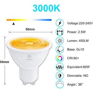 Lampadina LED Antela Gu10 2.5W 3000K Bianco Caldo 450Lm Classe Energetica A con Interruttore Manuale per Illuminazione Interna - Product Image 6