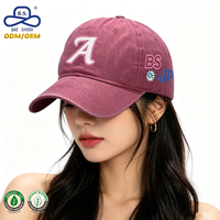 Retro Streetwear Baseballkappe mit individueller Buchstabenstickerei, gewaschenem Distressed-Stoff und Pferdeschwanzloch für den Alltag