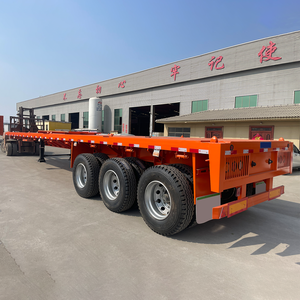 China 3 Axle 4 Axle 40T 60T Flatbed Container Semi Truck Trailer Flatbed Trailer para la venta - Product Image 3