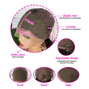 Parrucca Brasiliana Liscia con Frontale in Pizzo Completo per Donne, HD Trasparente, Capelli Umani Veri, Lunga, Nero Naturale, Design Full Lace - Product Image 3