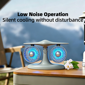 Ventilateur de bureau AntarcChill à double turbine, moteur à réaction, 5000 mAh rechargeable, lumière RGB, commande tactile, silencieux, ventilateur de refroidissement de bureau en forme d'avion - Product Image 4