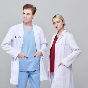 Venta al por mayor bata de laboratorio blanca ropa de trabajo para hombres y mujeres Taller de alimentos medicina cantina Hospital enfermera uniforme médico bata de laboratorio - Product Image 1