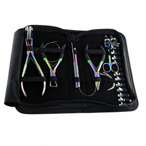 All in One Hair Extension Tools Kit Microbeads Pliers <b>Tape</b> in Pliers C Type Needles Hair Styling Clips curved needle Finger - Product Image 1