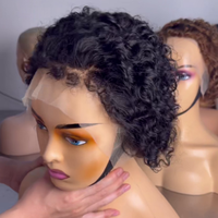 Perruques Courtes Pixie en Cheveux Humains, Perruques Sans Colle en Dentelle, Cheveux Humains avec Bords 4C, Prêtes à Porter, Perruques Sans Colle en Cheveux Humains avec Cordon de Serrage