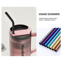 Gravure laser 40oz arc-en-ciel violet bleu or cuivre noir paille en acier inoxydable pour poudre caoted poignée tasses
