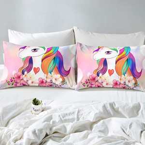 Ensemble de draps de lit pour enfants en microfibre 90 g/m², 4 pièces, cheval volant, imprimé numériquement, doux et respirant - Product Image 2