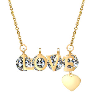 Collar con colgante de cristal con forma de carta de amor, colgante de corazón de oro rosa para mujer, regalo para uso diario - Product Image 2