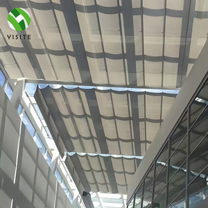 Stores verticaux électriques résistants à la chaleur, imperméables et pare-soleil, fabriqués sur mesure par UST Factory, pour fenêtres françaises intérieures intégrées. - Product Image 2