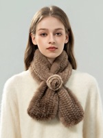Damen stilvoller Nerzpelz schal Hand gestricktes Winter accessoire für Outdoor-Wärme Modischer Hals wärmer