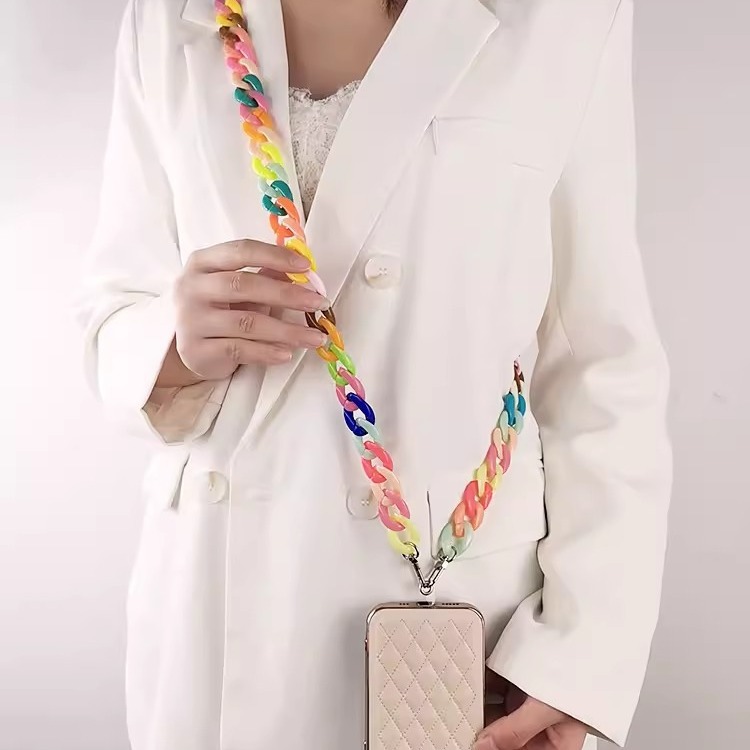 Colorful Crossbody Cellphone Strap Chain Necklace Phone Lanyard With Slot Card for IPhone/ Samsung Accessories