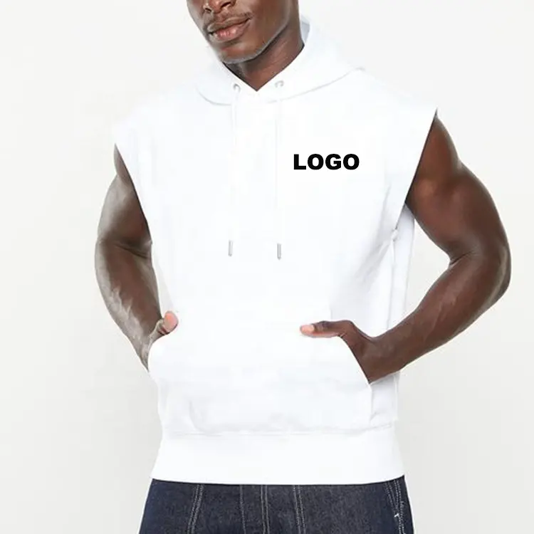 OEM Custom Blank Plain Manufacturers Heavyweight Oversized Cotton Pullover Sleeveless Hoodie for Men