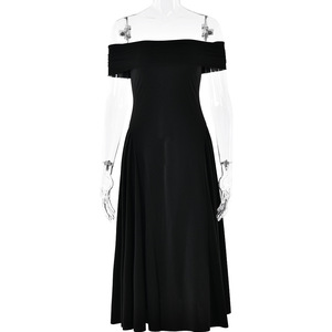 Vestido de Novia Midi con Hombros Descubiertos, Sin Tirantes, Corte en A, Color Sólido, Cintura Natural, Espalda Descubierta, Diseño Sencillo - Product Image 5