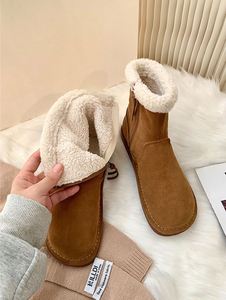 รองเท้าบูทหิมะแบบหุ้มข้อกลางสำหรับผู้หญิง รุ่นใหม่ประจำฤดูหนาวปี 2022 บุผ้ากำมะหยี่อุ่นสบาย - Product Image 4