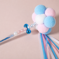 Baguette de chaton magique avec manche en acrylique pailleté, pompon en peluche et clochette, jouet pour chat avec ruban coloré, 4 couleurs