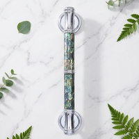Poignée de porte de luxe en alliage de zinc chromé PVD or brillant, grande, avec malachite noire et nacre, pour entrée de villa ou porte de placard