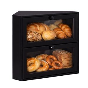 Contenedor de Almacenamiento de Pan de Bambú de 2 Niveles con Tapete Antideslizante para Pan Casero, para la Encimera de la Cocina - Product Image 1