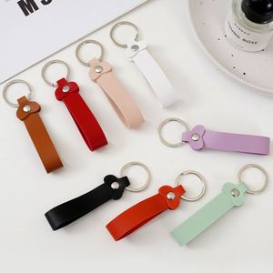 Faux Leather Keychain Creative Simple Metal <b>Key</b> <b>Ring</b> Multi-color Macaron Car Keyring Pendant - Product Image 4