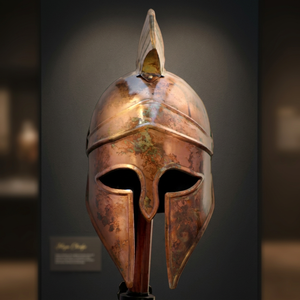 Casco de Guerrero Griego, Casco Corintio de Metal con Pluma, Armadura de Acero, Casco de Acero Pulido, Forma Redonda - Product Image 1