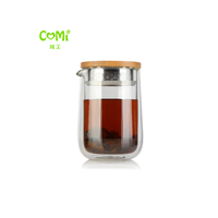 Service à thé de voyage écologique en verre borosilicate double haute qualité, 500 ml, avec théière et quatre tasses, style Kung Fu chinois, portable