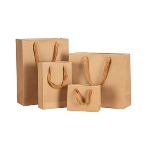 Wholesale Luxury Reusable Custom Logo Shopping & Craft Bags with Handles Brown Kraft Paper Eco-Friendly Gift Bags - Product Image 4