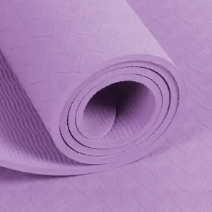 Pilates matras Yoga TPE warna ganda tahan lama daur ulang ramah lingkungan organik kualitas tinggi 6mm Logo cetak kustom manufaktur baru