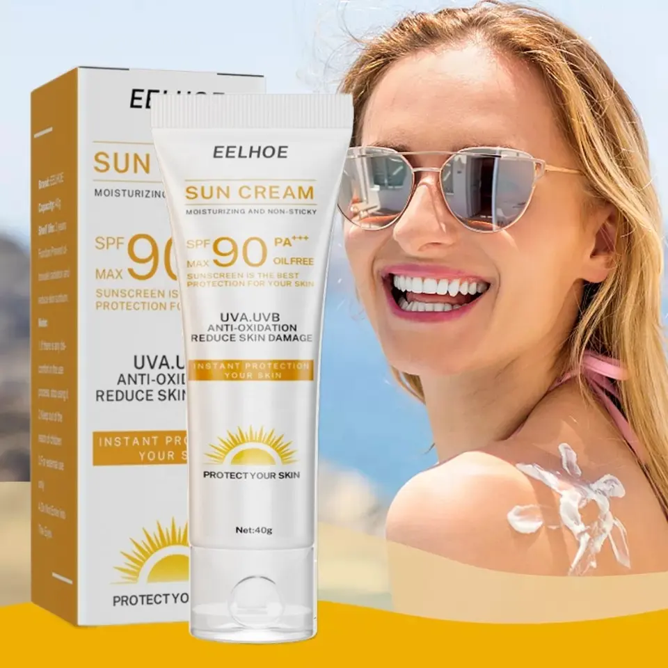 EELHOE 100% Natural Non-Greasy Isolation Protective Moisturizing Refreshing Organic SPF90 Sunblock Sunscreen Cream