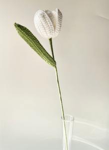 Ramo de Flores Artificiales de Algodón de Ganchillo, Decoración del Hogar, Tulipanes y Rosas Realistas Hechos a Mano, para San Valentín, Graduación, Pascua - Product Image 5