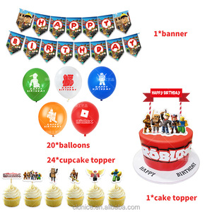Bonito Juego de Decoración para Fiesta de Cumpleaños con Temática de <span class=keywords><strong>Roblox</strong></span>, Adorno para Cupcakes, Globo de Látex, Pancarta para Fiesta de Cumpleaños Infantil - Product Image 5
