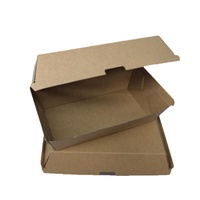 Boîte à collation en papier kraft brun biodégradable, boîte alimentaire ondulée en carton cannelé F, boîtes à burger recyclables avec caractéristiques d'estampage et de gaufrage