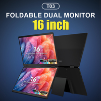 Monitor Portátil Dual IPS de 16 Pulgadas 2026 con Soporte, Pantalla Extendida, Retroiluminación LED USB-C, Resolución 1920x1200, Relación de Aspecto 16:10