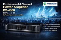 Amplificateur de puissance professionnel 4 canaux PX-4800 800Wx4 2U Montage en rack Amplificateur audio pour système de sonorisation