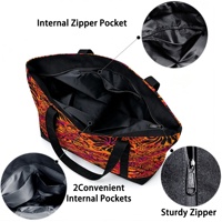 Tas Tote Kanvas Besar Gaya Hawaii Warna Oranye untuk Wanita, Tas Selempang dengan Kantong Laptop & Saku, Tas Serbaguna untuk Perjalanan dan Kerja