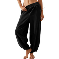 Pantalon décontracté d'été pour femme à jambes larges et taille élastique avec poches, personnalisable OEM/ODM avec logo – Idéal pour le commerce transfrontalier et la mode