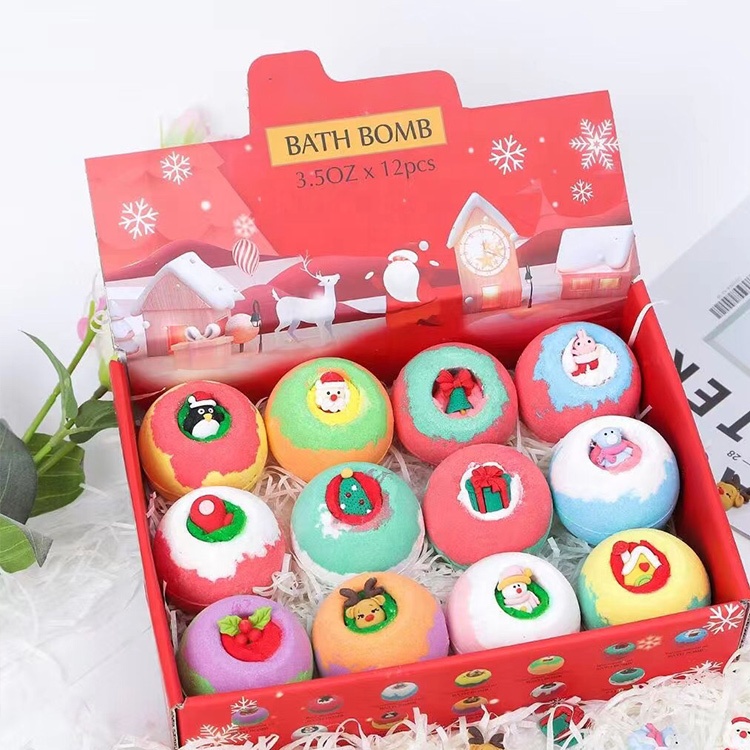 Бомбочки для ванны, Набор рождественских подарков, 12 необычных органических роскошных бомбочек для ванны на заказ для детей с игрушками внутри, Рождественская бомбочка для ванны