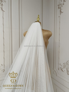 कुनग्उन नाजुक 3 डी फूलों के बीड फीता शादी के सामान के साथ 3 मीटर ब्राइडल घूंघट - Product Image 5