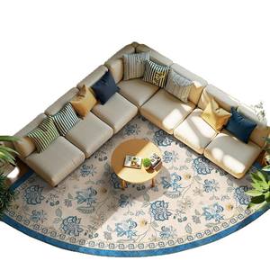 Alfombra semicircular floral vintage Wan Xinlong, alfombra de terciopelo cristalino resistente a las manchas para la sala de estar, decoración para sofá y mesa de café - Product Image 3