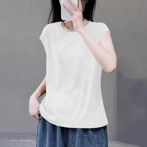 Women's Solid Color Round Neck Short Sleeve T-Shirt Loose Fit Breathable Jersey Top Summer Casual Wear Green Khaki White Black - Product Image 4