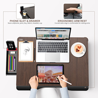 SAIJI Vente en gros Bureau d'ordinateur portable classique pliable multifonction avec support de lecture, taille plus, en teck noir, table d'ordinateur portable pour enfants, étude