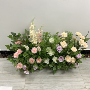 QSLH-638 Chemin de table floral pour mariage, arrangement floral en soie, chemin de table pour allée, fleurs artificielles pour toile de fond de mariage - Product Image 3