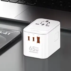 Adaptador de enchufe internacional LDNIO Z6 CE/FCC PD 65W Cargador de pared rápido Adaptador de viaje universal mundial con USB y tipo C