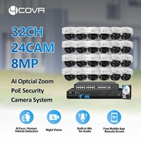 Sistema de Cámaras CCTV PTZ 4COVR 32CH 4K con 24 Cámaras de 8MP, Zoom Óptico 5X, 32 Canales PoE, SMD, IA, para Negocios, Seguridad IP y Vigilancia