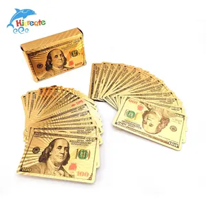 Custom Logo Base For - Casino Red Big 52pcs/54pcs 100% Plastic Gold Decks Waterproof Poker Playing Cards