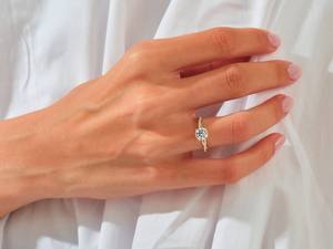 แหวนเพชรโมอิสซาไนท์สีเงิน925สไตล์อินเทรนด์สำหรับงานหมั้นงานแต่งงานแหวนสัญญาเครื่องประดับชุบทอง - Product Image 2