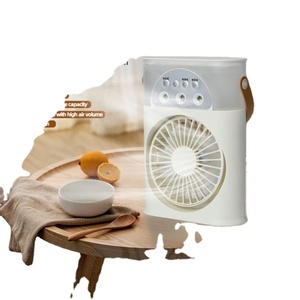 Ventilador de Escritorio Portátil Recargable USB con 3 Boquillas Ultrasónicas, Enfriamiento por Hielo, Humidificación, Luz y Temporizador, Silencioso - Product Image 1