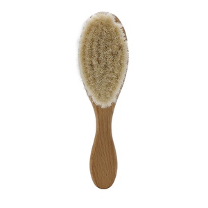 Brosse à cheveux de bébé en bois de hêtre naturel la plus vendue marque privée brosse de Massage en cheveux de chèvre blanc doux pour les soins capillaires des nouveau-nés - Product Image 3
