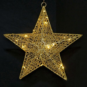 Christmas Iron Star with Glitter and Metal Wreath Shape Decoration with <b>LED</b> <b>Light</b> - Product Image 4