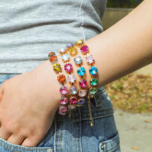 2025 elegan kristal warna-warni gelang Bling berlian imitasi perhiasan emas berkilau disesuaikan gelang Rave Prom rantai tangan untuk wanita - Product Image 2