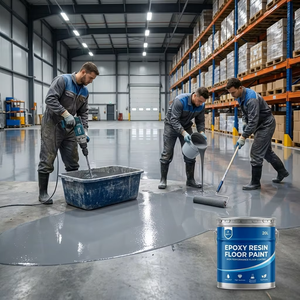 Peinture liquide pour sols en résine émulsionnée avec sable coloré - Revêtement auto-nivelant durable et résistant à l'usure effet marbre pour sols en béton - Product Image 4