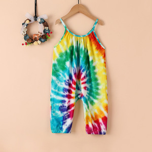 Sassy Mono tie-dye para niñas pequeñas, ropa de verano para niñas, monos suaves, ropa informal de algodón, talla 1-6 años - Product Image 4