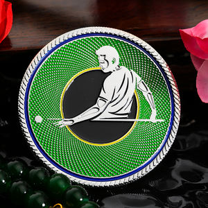 Pièce de monnaie commémorative de billard en alliage de zinc émaillé, plaquée argent, avec figurine de joueur de billard en relief 3D, pour cadeau aux joueurs - Product Image 3